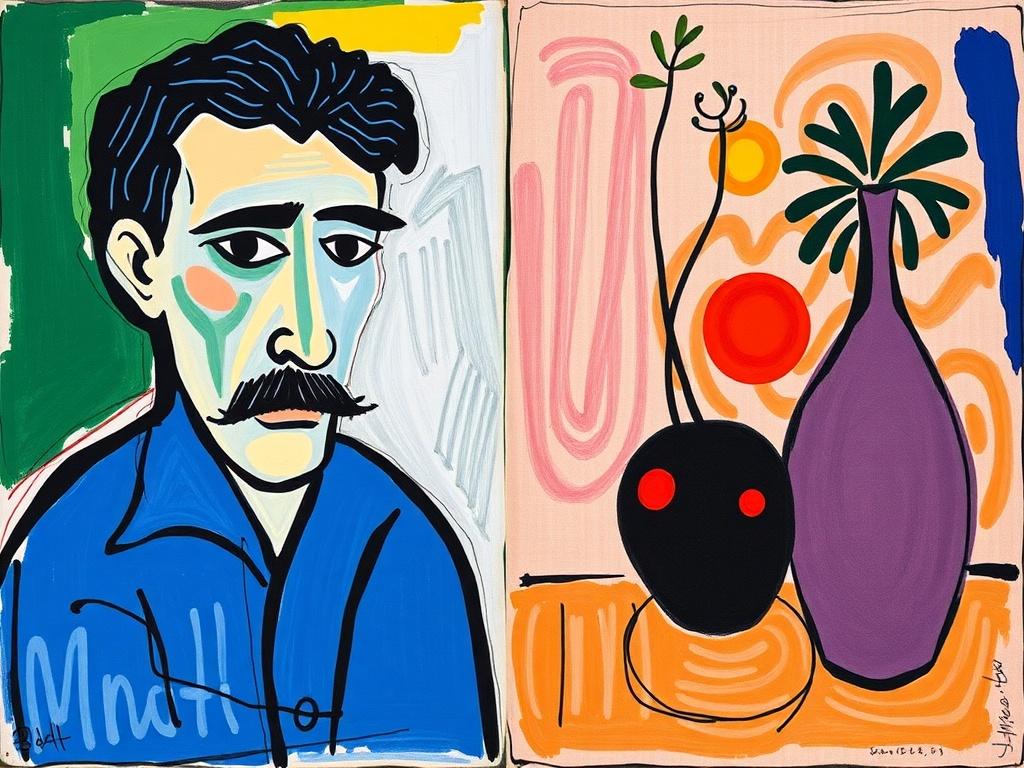    La Rivalidad entre Picasso y Matisse: Genios en Conflicto. Comparación estilística: forma, color, espacio y tiempo