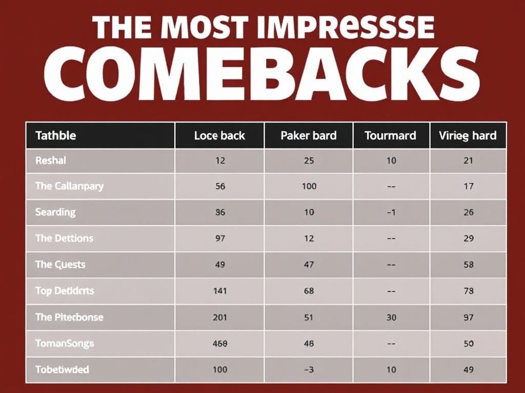 Les comes-back les plus impressionnants de l'histoire du show-business.. Ejemplo de tabla: comparativa de comebacks (muestra)
