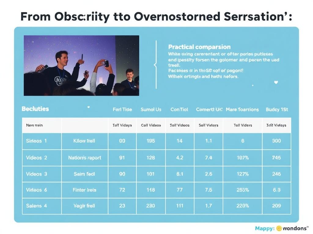     From Obscurity to Overnight Sensation: The Stories Behind Viral Stars. Comparativa práctica: un cuadro con métricas y aprendizajes
