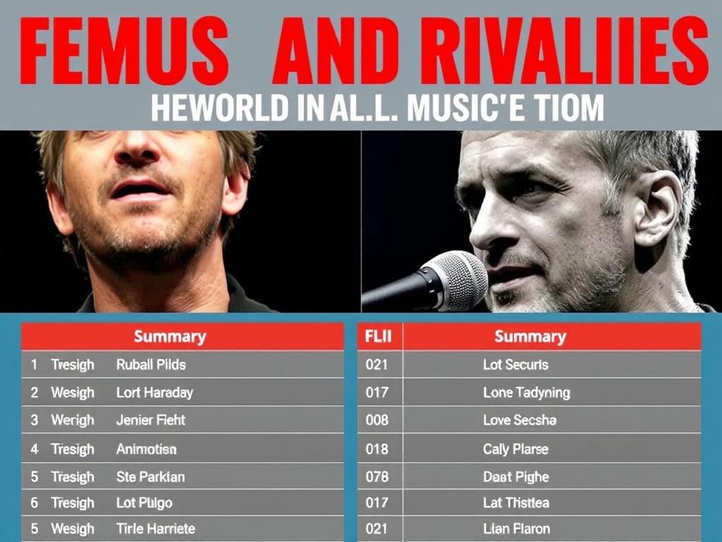     Famous Feuds and Rivalries in the World of Music and Film. Tabla resumen de rivalidades destacadas