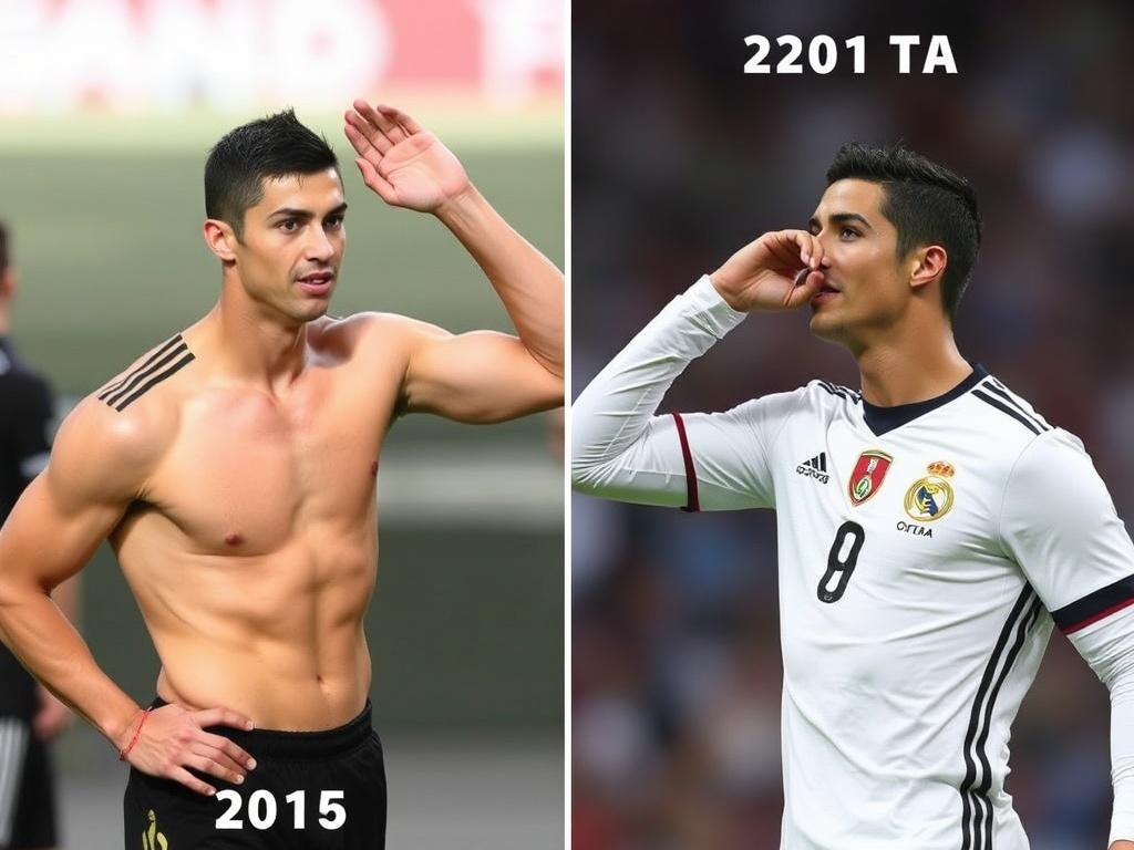     La Transformación Física de Cristiano Ronaldo a lo Largo de su Carrera. Línea temporal estimada de cambios físicos